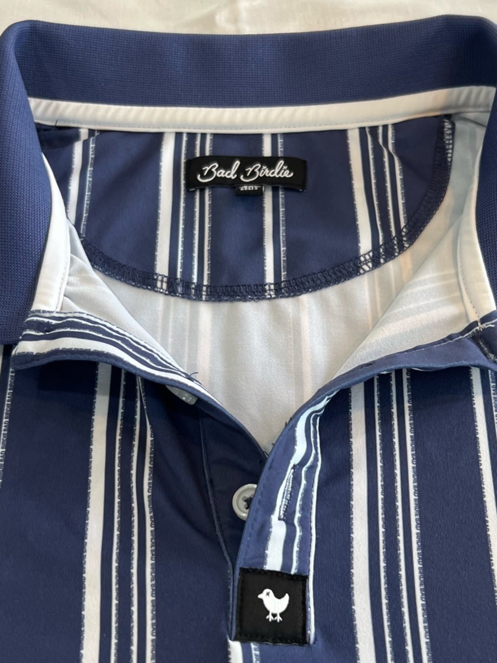 Bad Birdie Golf Navy and White Striped Polo - Picture 6 of 14